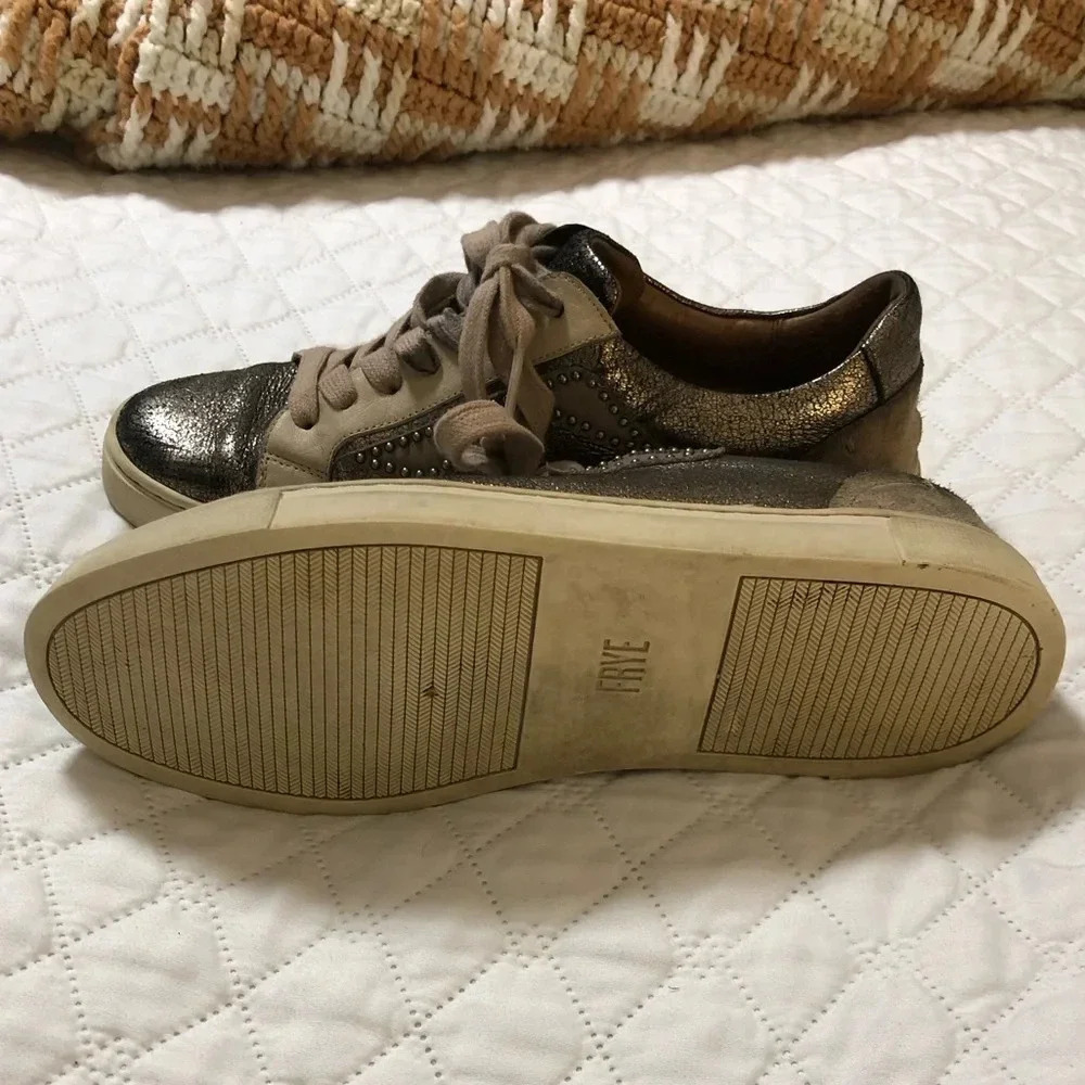 Frye Ivy Logo Patch Studded Sneakers - Picture 3 of 9